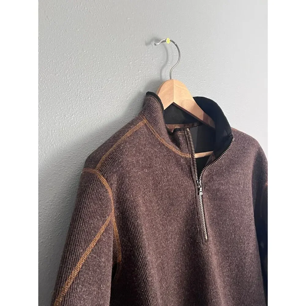 Kuhl Thermokore Temperature Regulating Men L Chocolate Brown Quarter Zip Sweater
